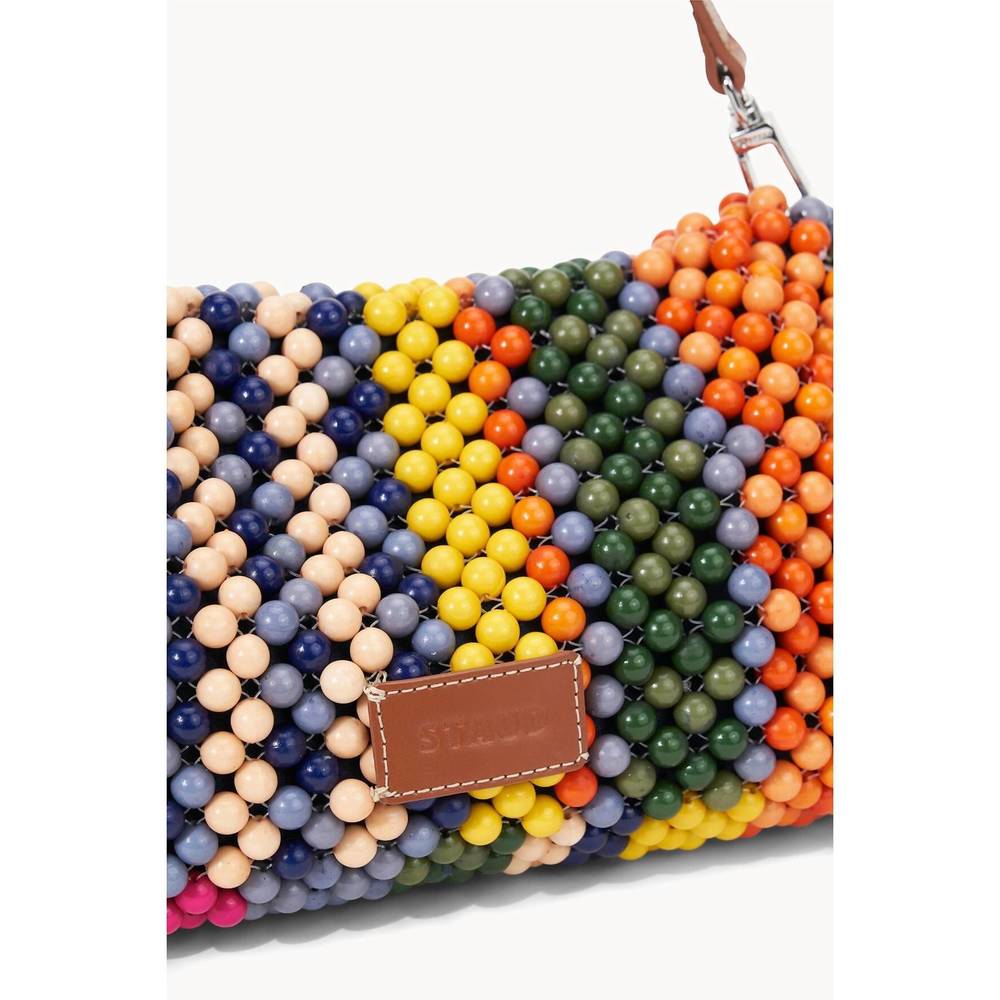 NEW STAUD women's timmy beaded shoulder bag in multi bayadere stripe - Picture 3 of 6